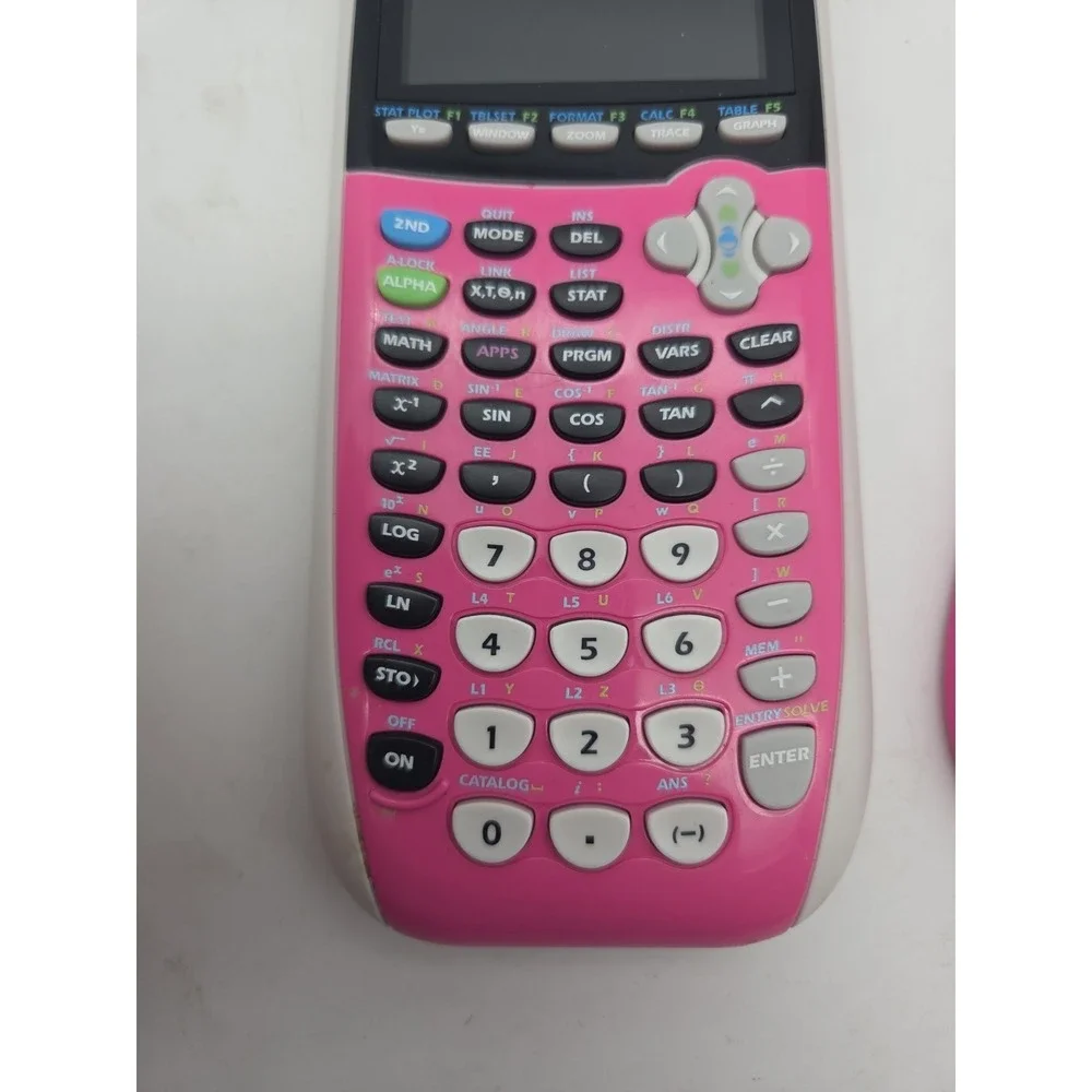 TI-84 Plus C Silver Edition Pink Calculator Tested With cover and Cord - WORKS
